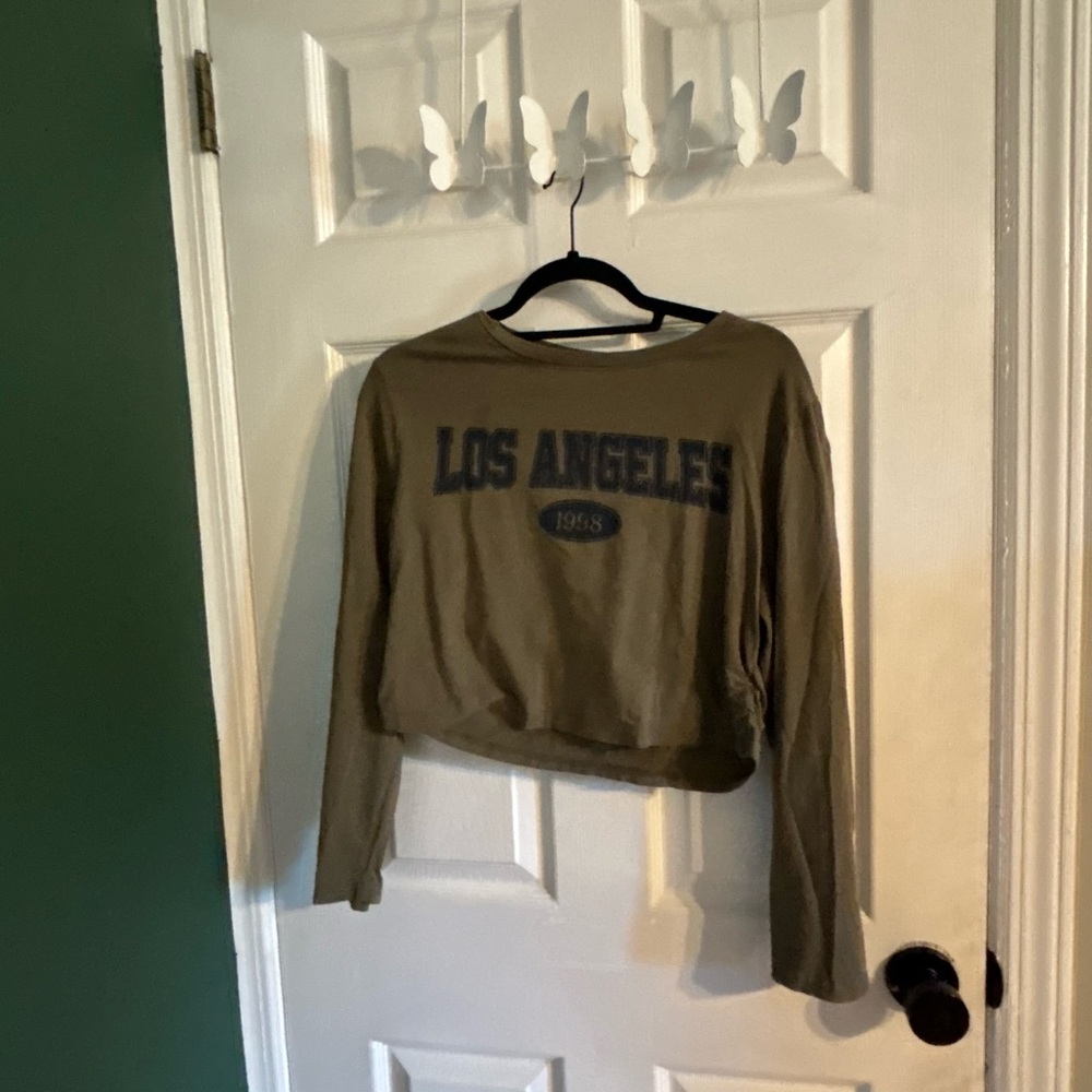 deep olive green los angeles crop top